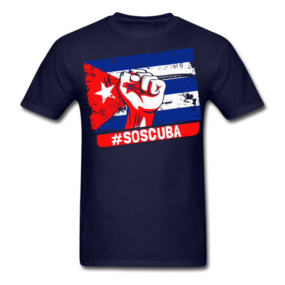 SOS Cuba T Shirt, Patria y Vida shirt Viva Cuba Libre Flag T-Shirt size S-6XL - navy