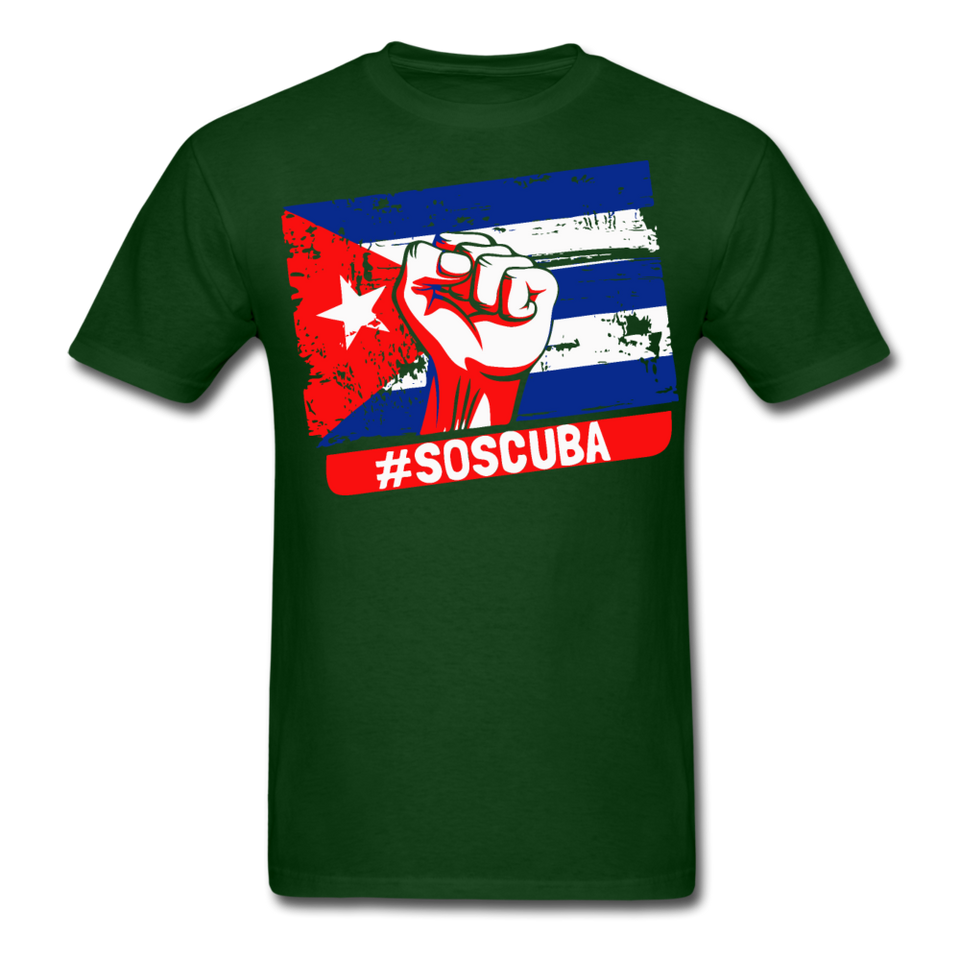 SOS Cuba T Shirt, Patria y Vida shirt Viva Cuba Libre Flag T-Shirt size S-6XL - forest green