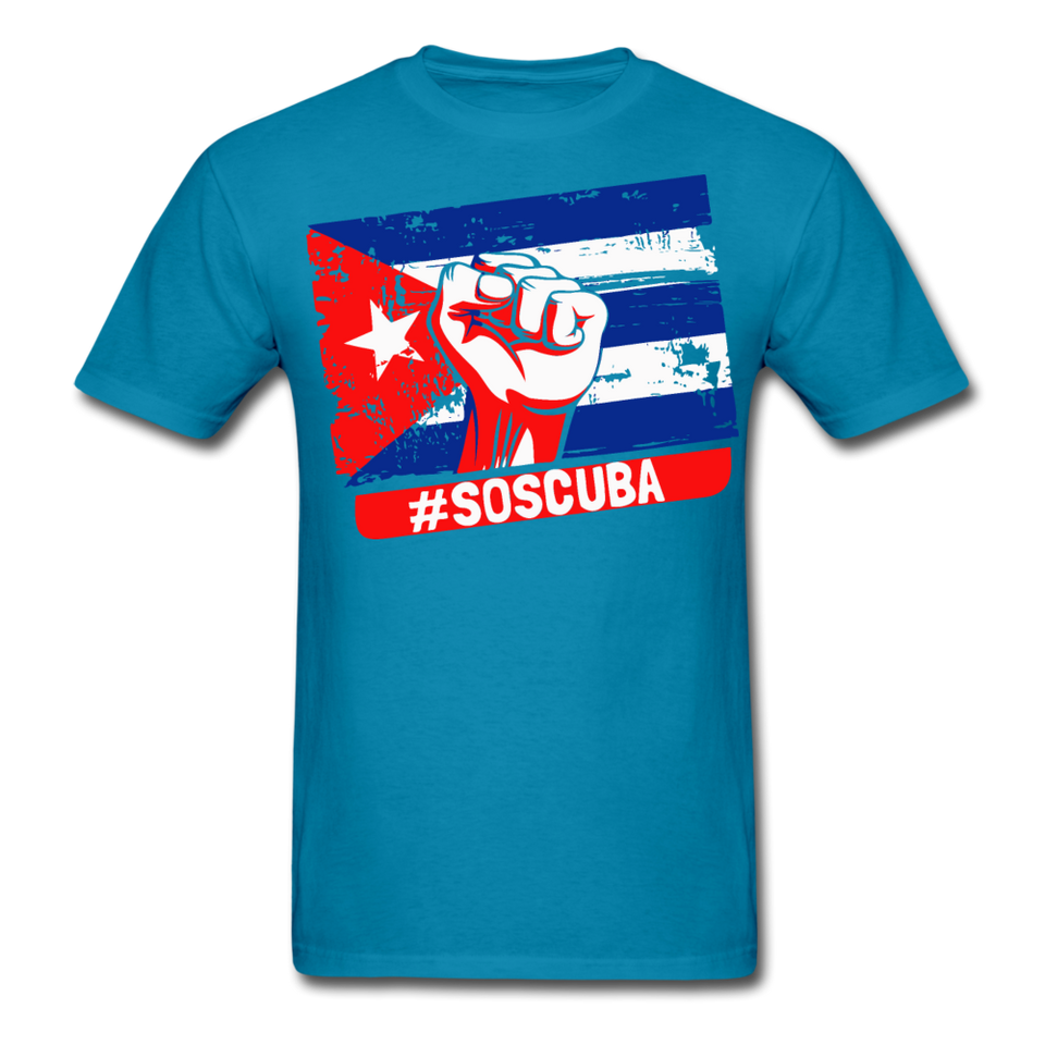 SOS Cuba T Shirt, Patria y Vida shirt Viva Cuba Libre Flag T-Shirt size S-6XL - turquoise