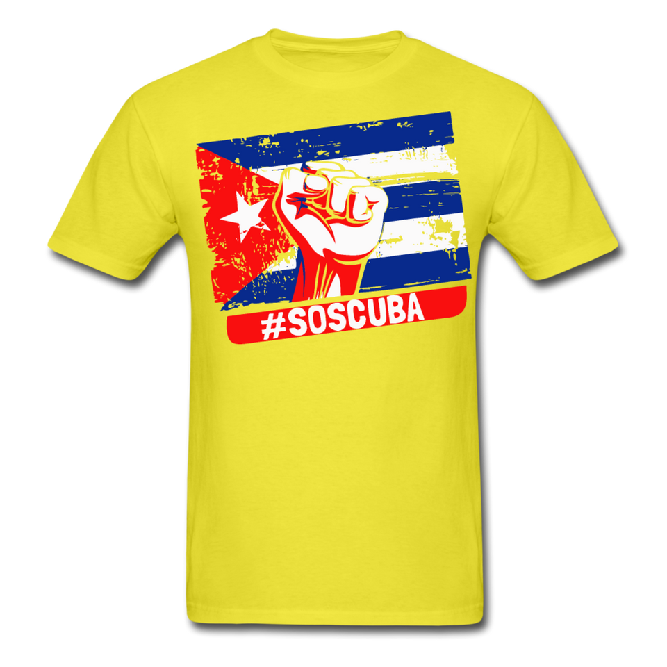 SOS Cuba T Shirt, Patria y Vida shirt Viva Cuba Libre Flag T-Shirt size S-6XL - yellow