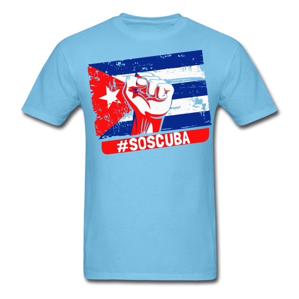 SOS Cuba T Shirt, Patria y Vida shirt Viva Cuba Libre Flag T-Shirt size S-6XL - aquatic blue
