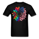 American Flag Sunflower T-Shirt - black