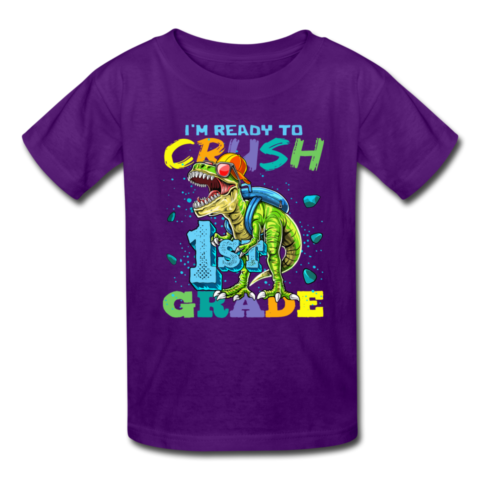 Im Ready To Crush 1st Grade Dinosaur shirt Back to School Youth / Kids T-Shirt - purple