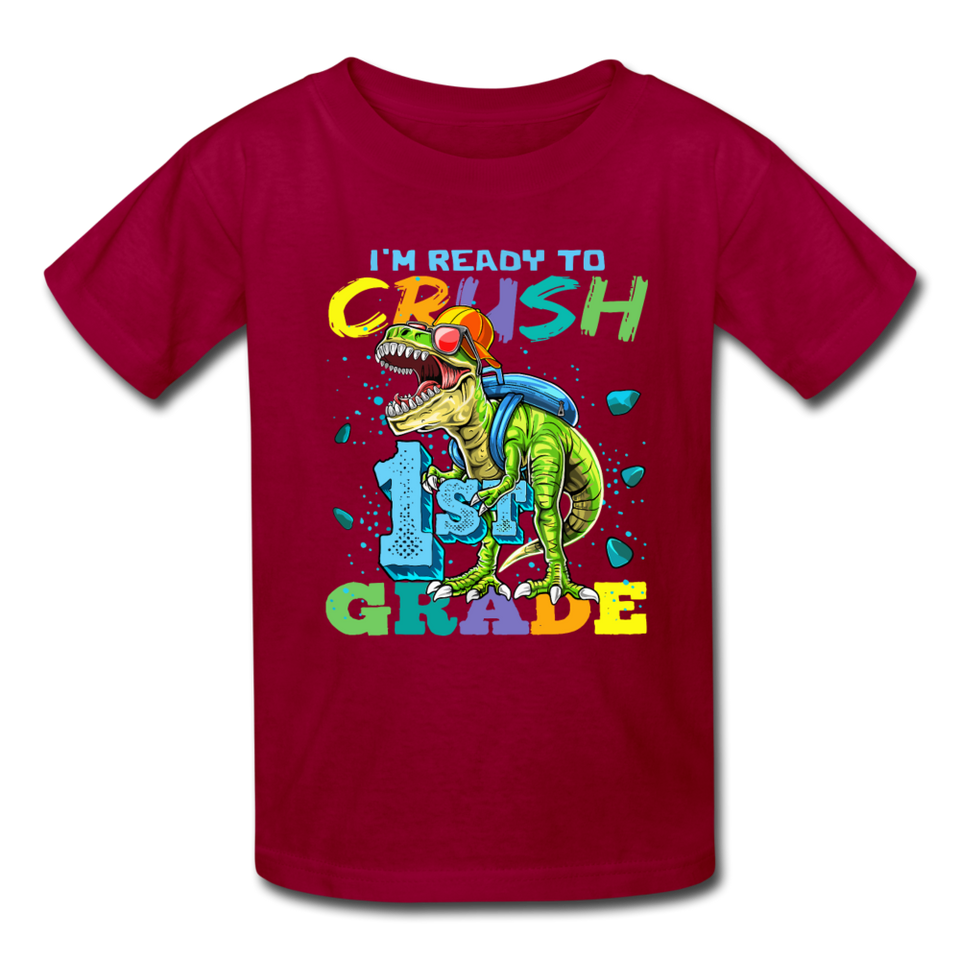 Im Ready To Crush 1st Grade Dinosaur shirt Back to School Youth / Kids T-Shirt - dark red