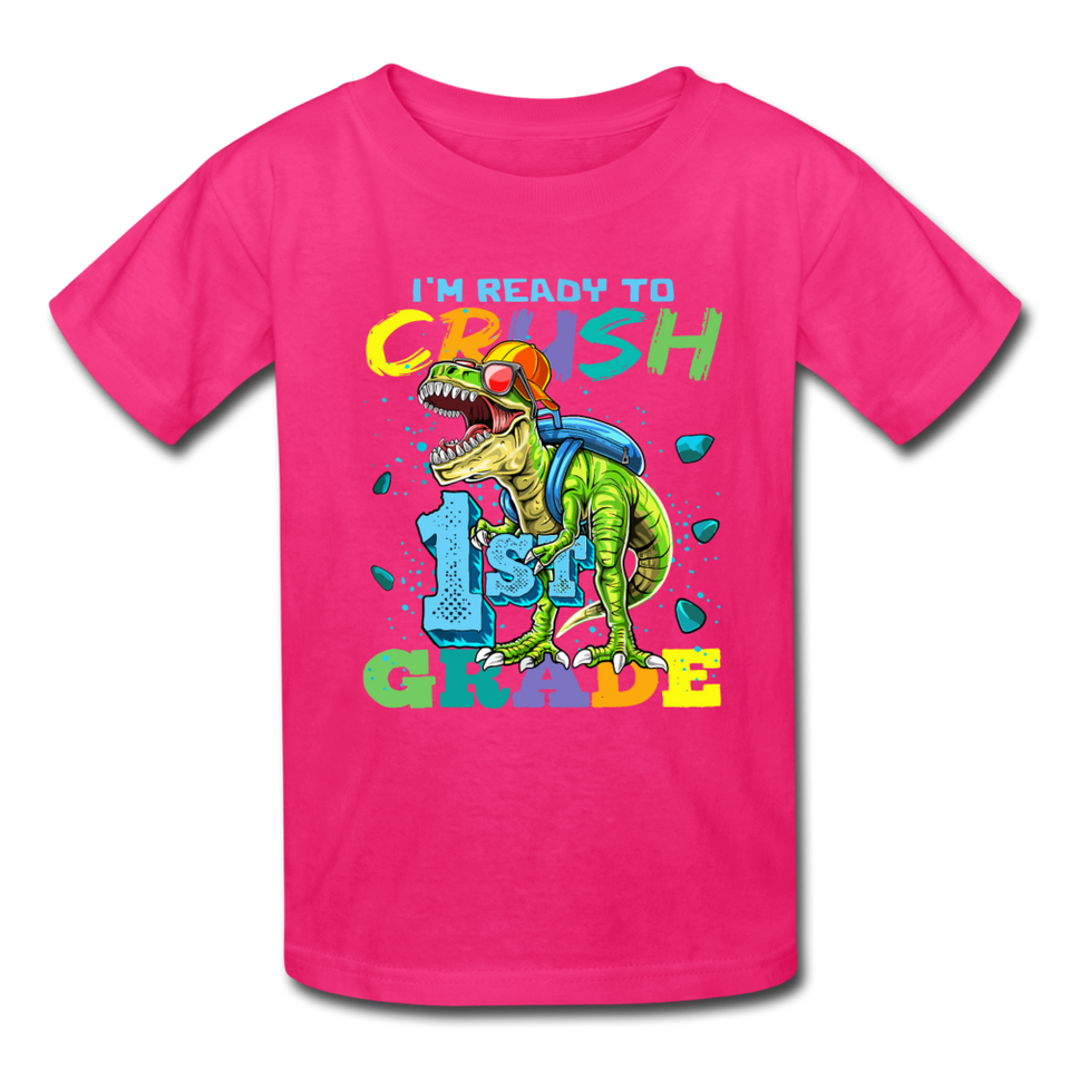 Im Ready To Crush 1st Grade Dinosaur shirt Back to School Youth / Kids T-Shirt - fuchsia