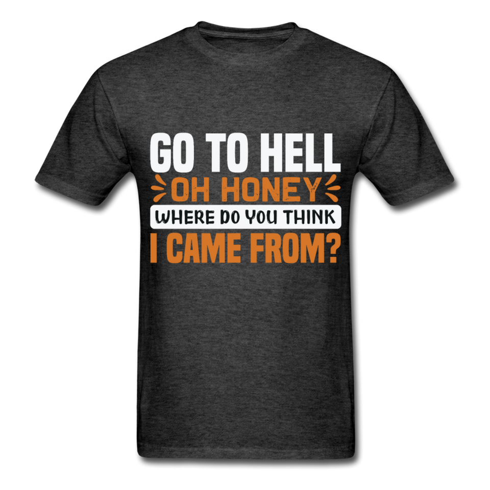 Go to hell oh honey where do you think I came from ? T-Shirt Size S-6XL - heather black