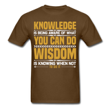 Inspirational shirt Inspirational Knowledge Wisdom Tshirt motivational T-Shirt - brown