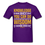 Inspirational shirt Inspirational Knowledge Wisdom Tshirt motivational T-Shirt - purple