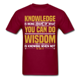 Inspirational shirt Inspirational Knowledge Wisdom Tshirt motivational T-Shirt - burgundy