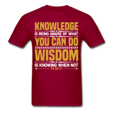 Inspirational shirt Inspirational Knowledge Wisdom Tshirt motivational T-Shirt - dark red