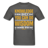 Inspirational shirt Inspirational Knowledge Wisdom Tshirt motivational T-Shirt - charcoal