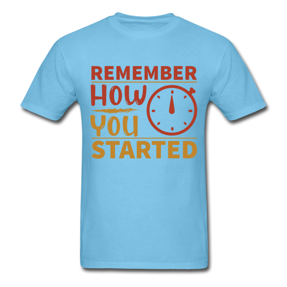 Remember how you started shirt Inspirational Quote Tshirt motivational T-Shirt - aquatic blue