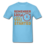 Remember how you started shirt Inspirational Quote Tshirt motivational T-Shirt - aquatic blue