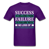Success is walking from failure Inspirational Quote Tshirt motivational T-Shirt - purple