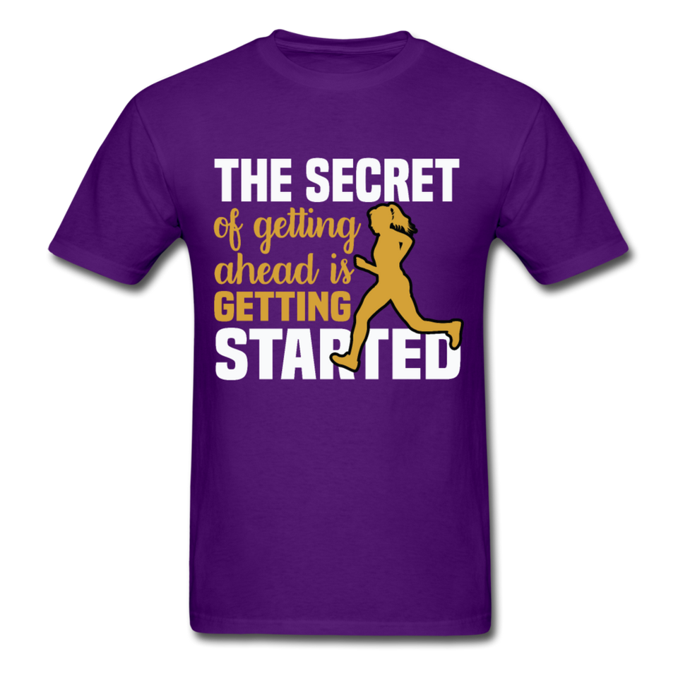 The Secret is Getting Started Inspirational Quote Tshirt motivational T-Shirt - purple
