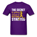 The Secret is Getting Started Inspirational Quote Tshirt motivational T-Shirt - purple