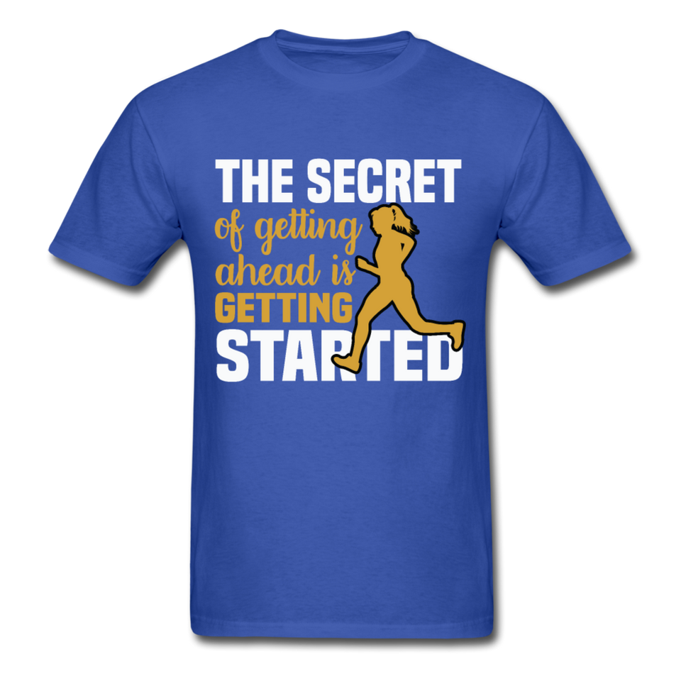 The Secret is Getting Started Inspirational Quote Tshirt motivational T-Shirt - royal blue
