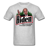 Biden The Quicker Fucker Upper shirt Anti Biden Suck Sarcastic Saying T-shirt - heather gray