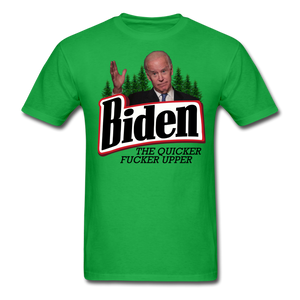 Biden The Quicker Fucker Upper shirt Anti Biden Suck Sarcastic Saying T-shirt - bright green