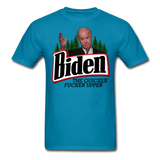 Biden The Quicker Fucker Upper shirt Anti Biden Suck Sarcastic Saying T-shirt - turquoise
