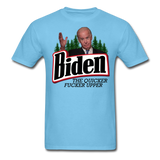 Biden The Quicker Fucker Upper shirt Anti Biden Suck Sarcastic Saying T-shirt - aquatic blue