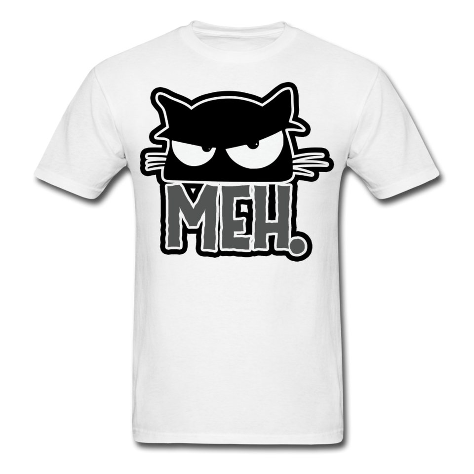 Meh Cat shirt Funny Cat Saying - Meh Moody Cat - Angry Black Cat T-shirt - white