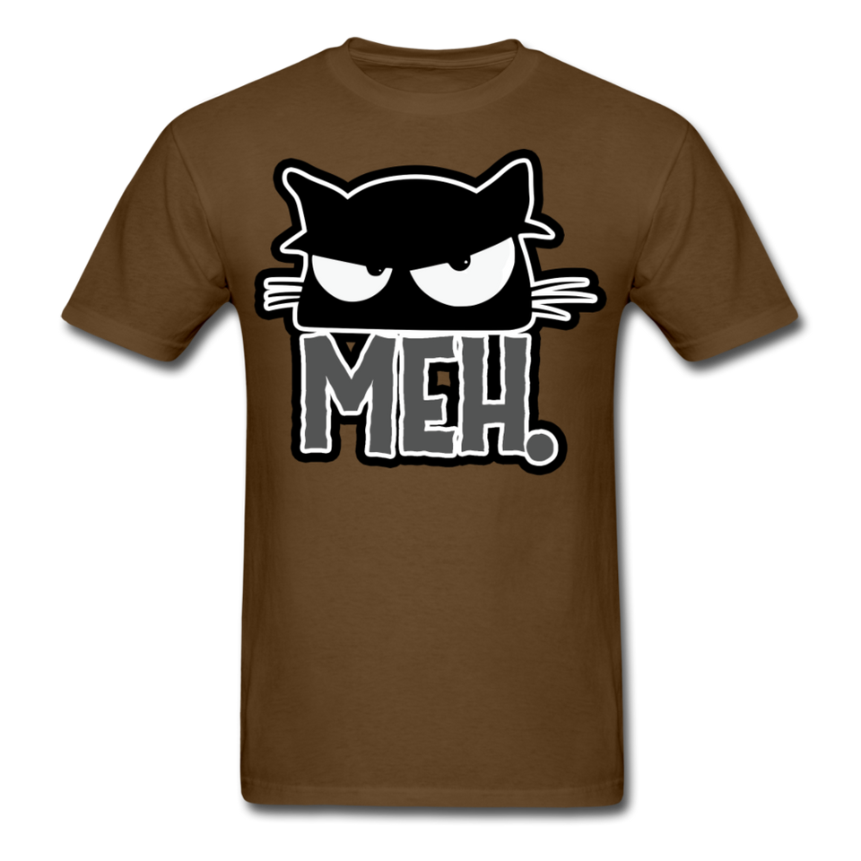 Meh Cat shirt Funny Cat Saying - Meh Moody Cat - Angry Black Cat T-shirt - brown