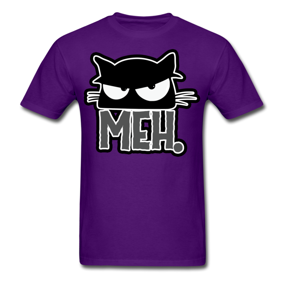 Meh Cat shirt Funny Cat Saying - Meh Moody Cat - Angry Black Cat T-shirt - purple