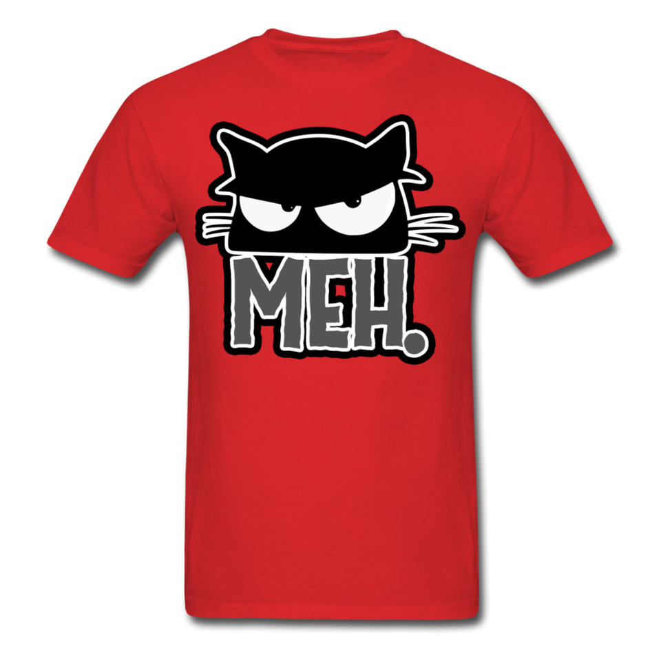 Meh Cat shirt Funny Cat Saying - Meh Moody Cat - Angry Black Cat T-shirt - red