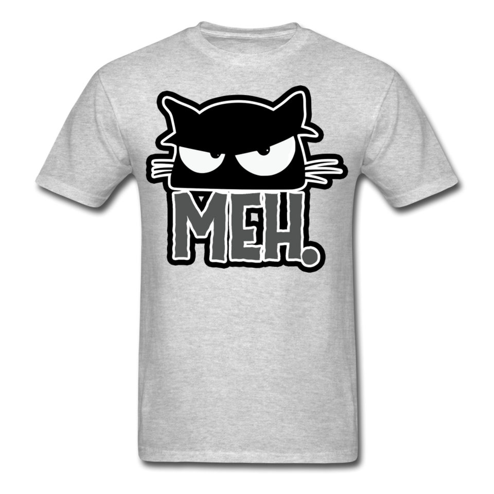 Meh Cat shirt Funny Cat Saying - Meh Moody Cat - Angry Black Cat T-shirt - heather gray