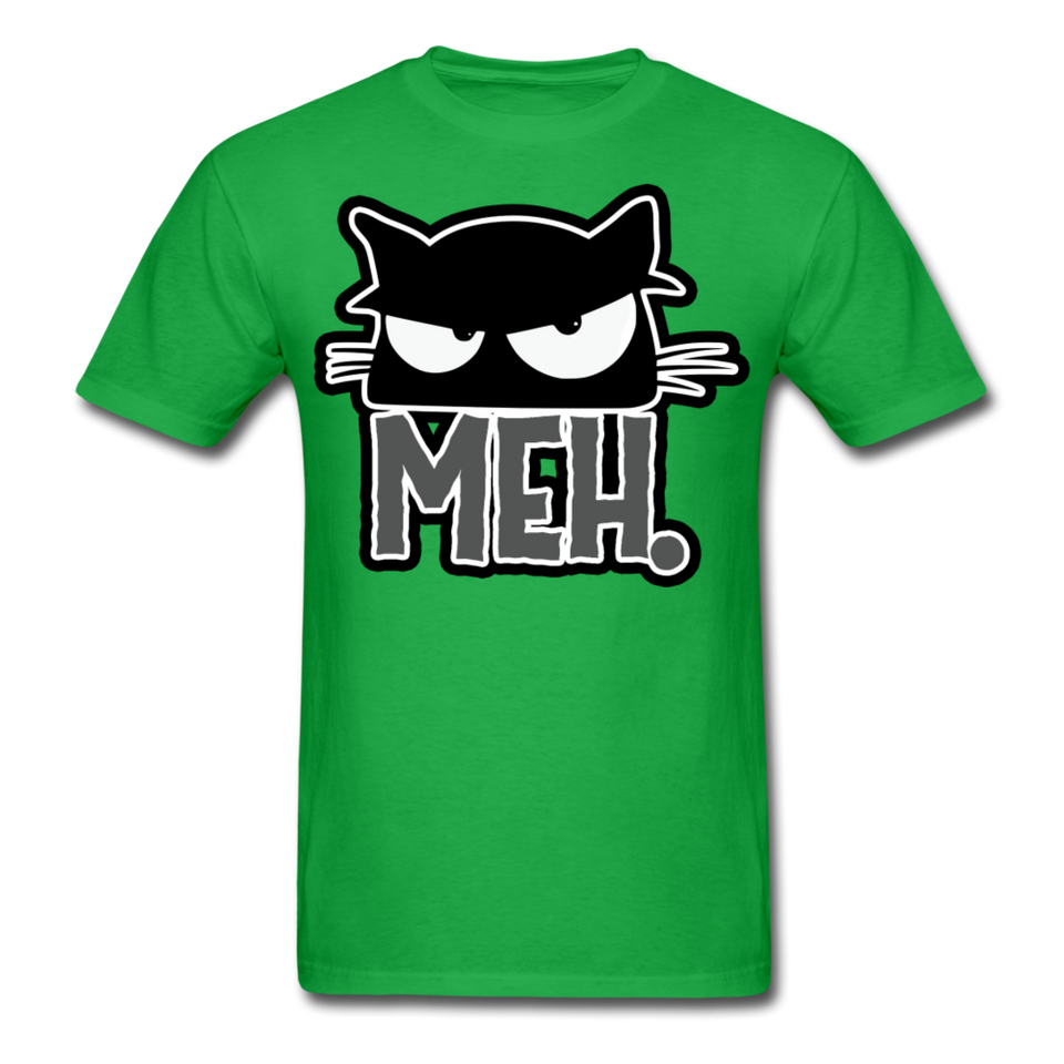 Meh Cat shirt Funny Cat Saying - Meh Moody Cat - Angry Black Cat T-shirt - bright green