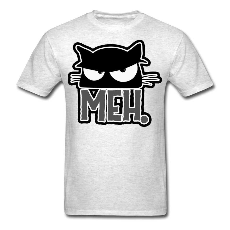 Meh Cat shirt Funny Cat Saying - Meh Moody Cat - Angry Black Cat T-shirt - light heather gray