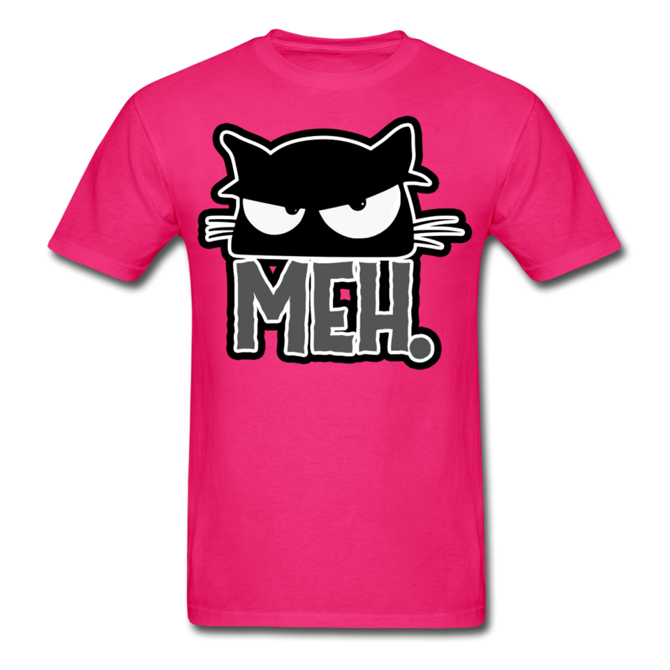 Meh Cat shirt Funny Cat Saying - Meh Moody Cat - Angry Black Cat T-shirt - fuchsia