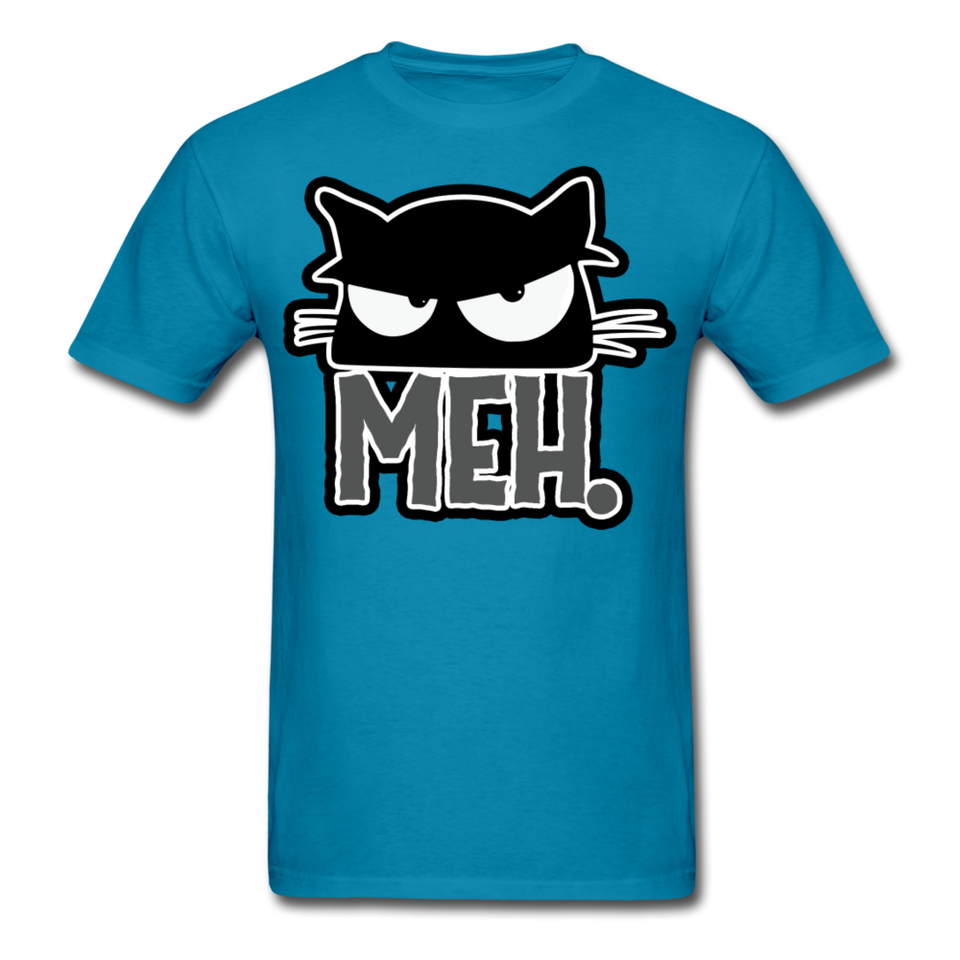 Meh Cat shirt Funny Cat Saying - Meh Moody Cat - Angry Black Cat T-shirt - turquoise