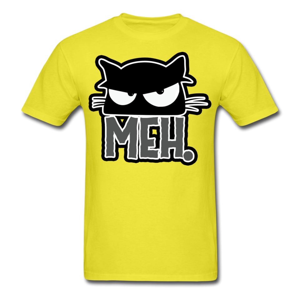 Meh Cat shirt Funny Cat Saying - Meh Moody Cat - Angry Black Cat T-shirt - yellow