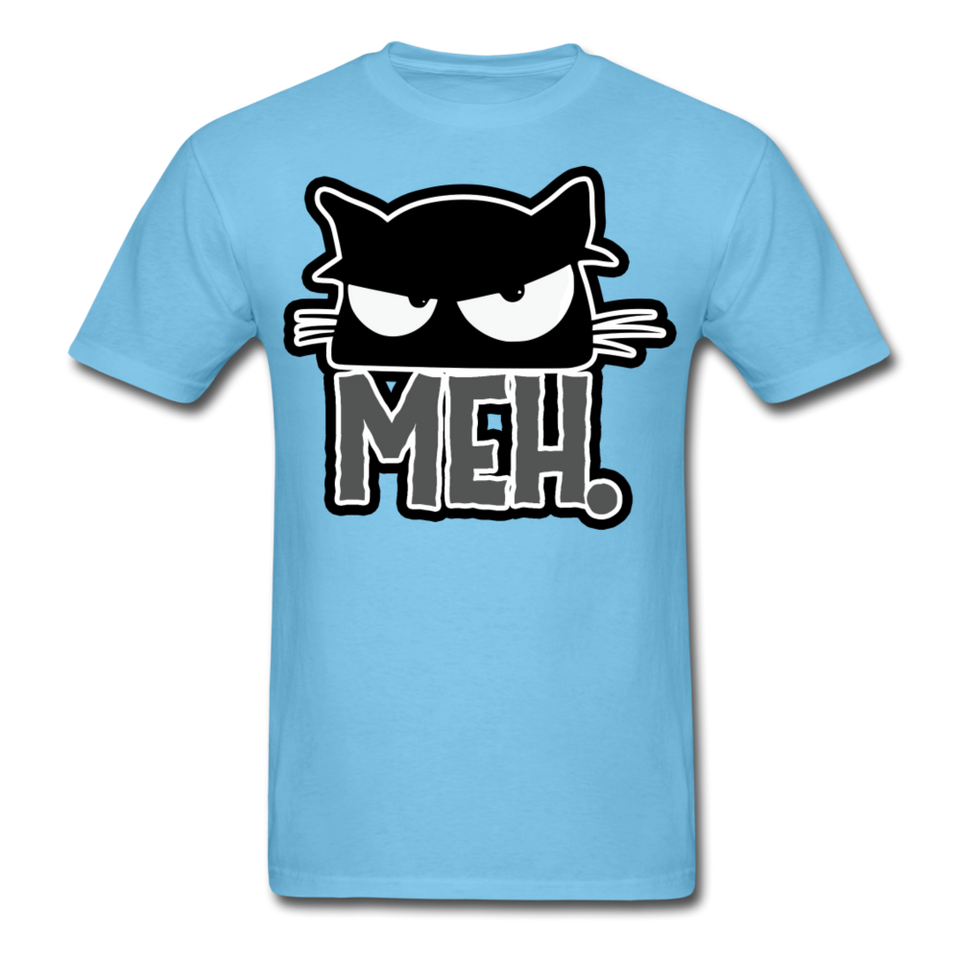 Meh Cat shirt Funny Cat Saying - Meh Moody Cat - Angry Black Cat T-shirt - aquatic blue