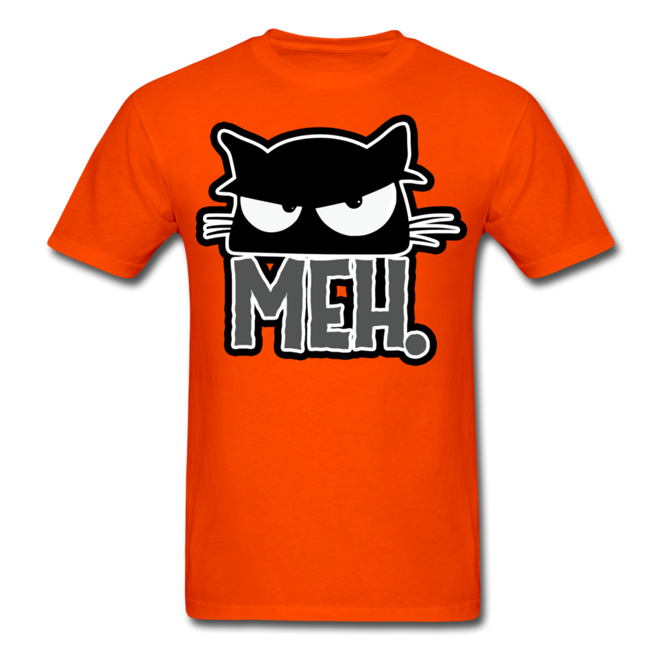 Meh Cat shirt Funny Cat Saying - Meh Moody Cat - Angry Black Cat T-shirt - orange