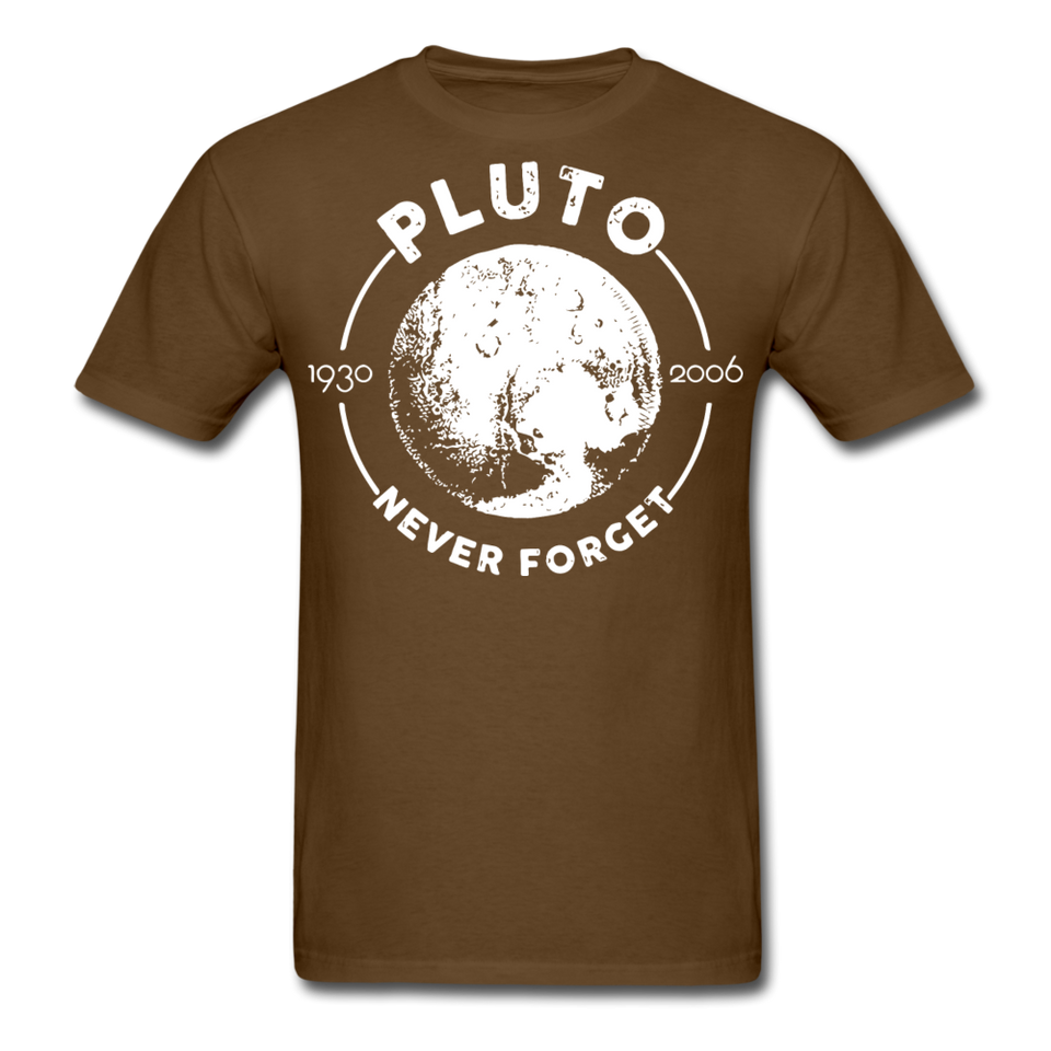 Pluto Never Forget 1930 - 2006 Vintage shirt Solar System Planet Science T-shirt - brown