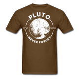 Pluto Never Forget 1930 - 2006 Vintage shirt Solar System Planet Science T-shirt - brown
