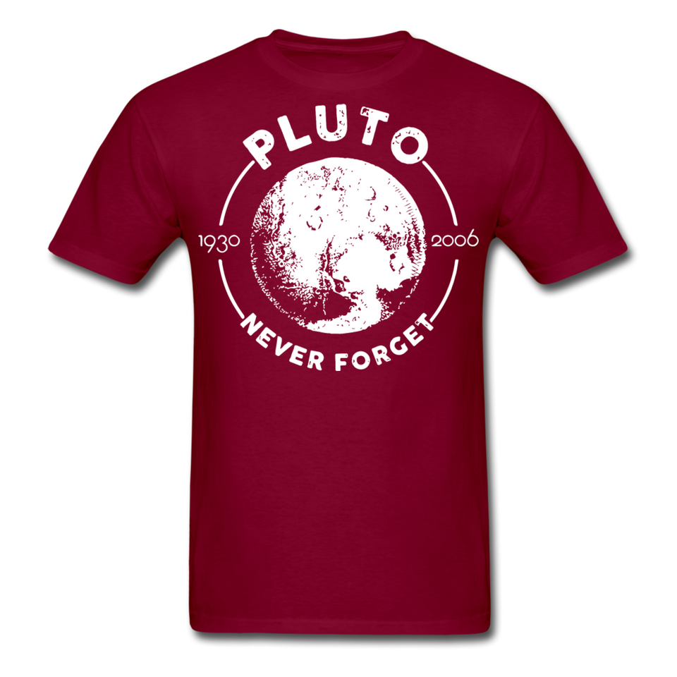 Pluto Never Forget 1930 - 2006 Vintage shirt Solar System Planet Science T-shirt - burgundy