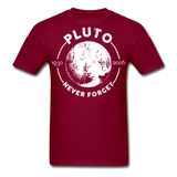 Pluto Never Forget 1930 - 2006 Vintage shirt Solar System Planet Science T-shirt - burgundy