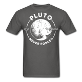 Pluto Never Forget 1930 - 2006 Vintage shirt Solar System Planet Science T-shirt - charcoal