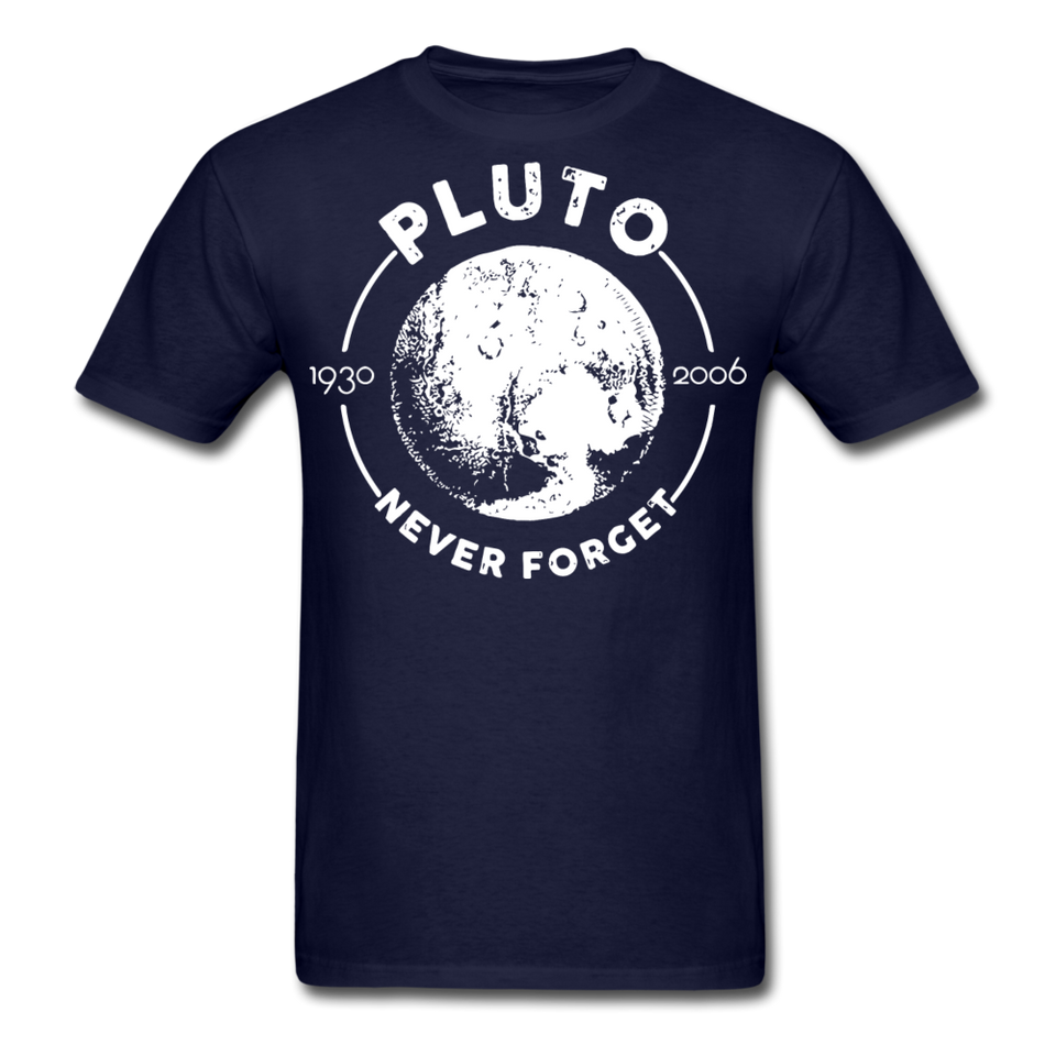 Pluto Never Forget 1930 - 2006 Vintage shirt Solar System Planet Science T-shirt - navy