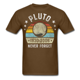 Pluto Never Forget 1930 - 2006 Vintage shirt Solar System Planet Science T-shirt - brown