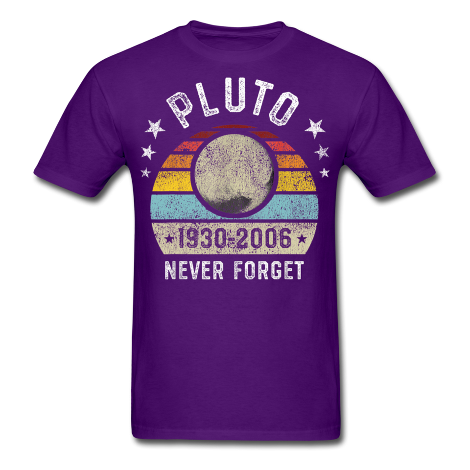 Pluto Never Forget 1930 - 2006 Vintage shirt Solar System Planet Science T-shirt - purple