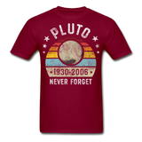 Pluto Never Forget 1930 - 2006 Vintage shirt Solar System Planet Science T-shirt - burgundy