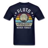 Pluto Never Forget 1930 - 2006 Vintage shirt Solar System Planet Science T-shirt - navy