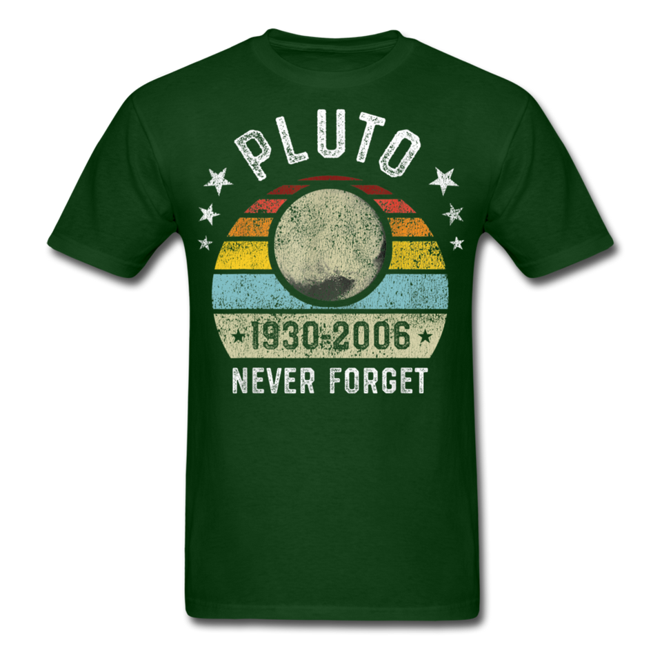Pluto Never Forget 1930 - 2006 Vintage shirt Solar System Planet Science T-shirt - forest green