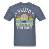 Pluto Never Forget 1930 - 2006 Vintage shirt Solar System Planet Science T-shirt - denim
