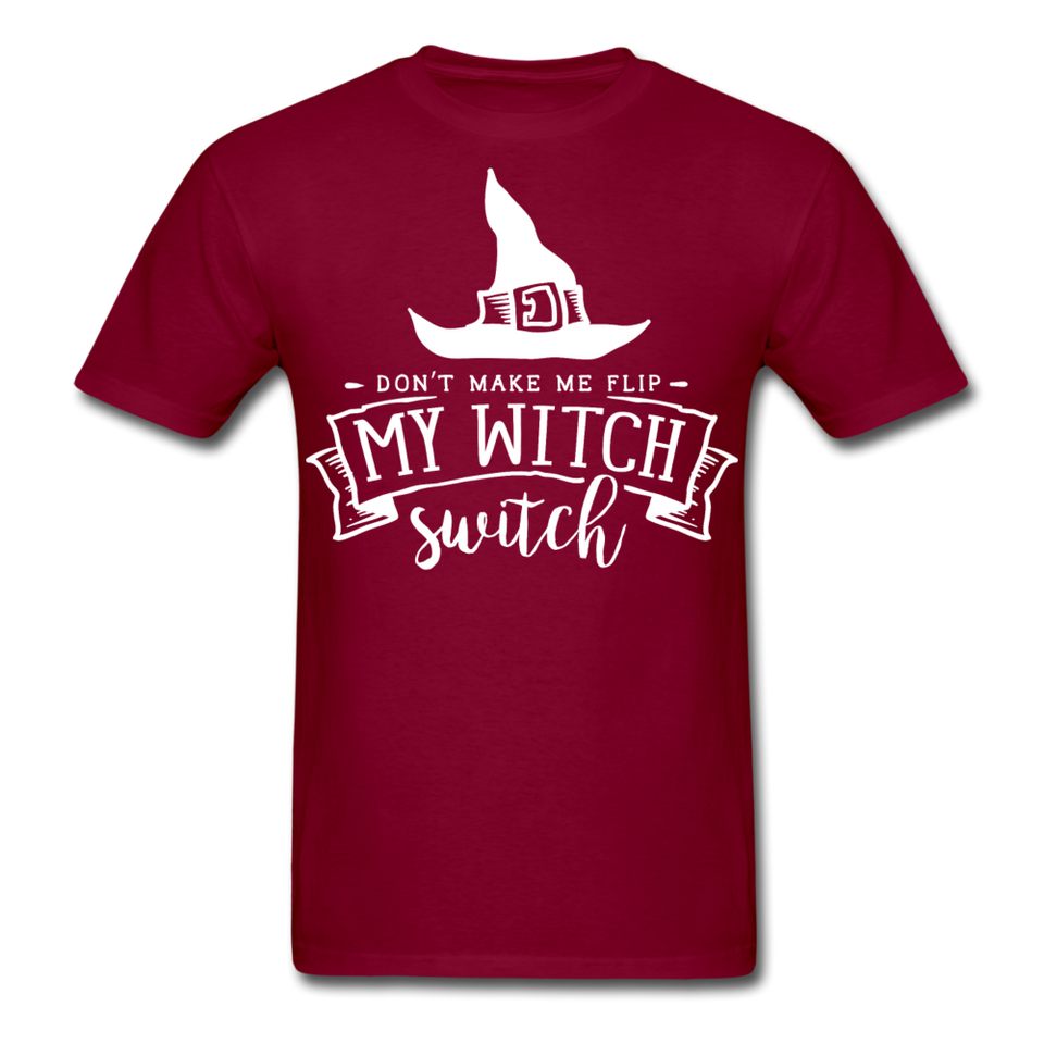 Dont make me flip my witch switch shirt Funny Halloween Witch T-Shirt - burgundy
